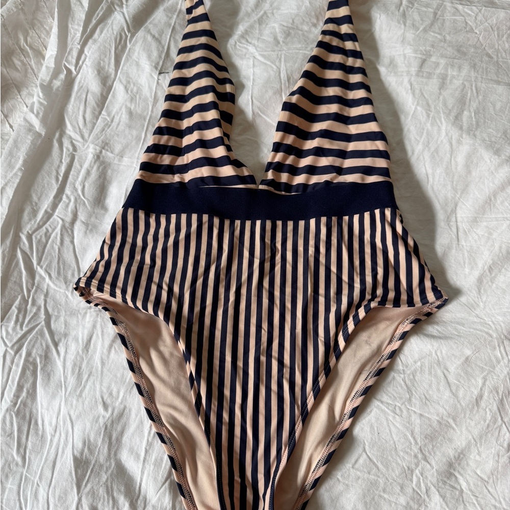 Aerie Navy and light pink Striped One Piece